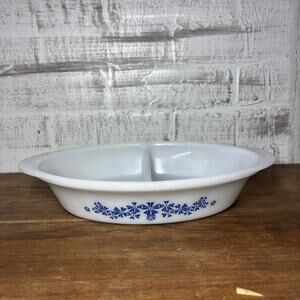 Vintage Glasbake Milk Glass Divided Casserole Dish